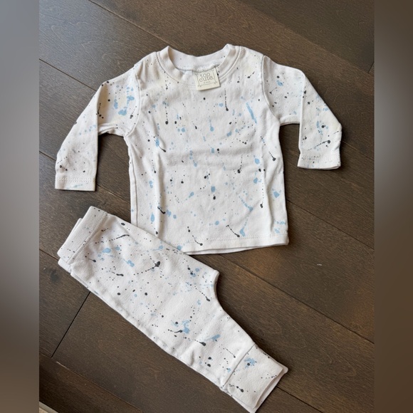 Too Cute Other - Cream & Blue Splatter-Print Kids Set